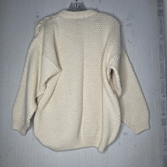 Vintage 90s Highland Home Industries Hand Knit Pure Wool Cream Cardigan | Sz: S - Picture 9 of 13